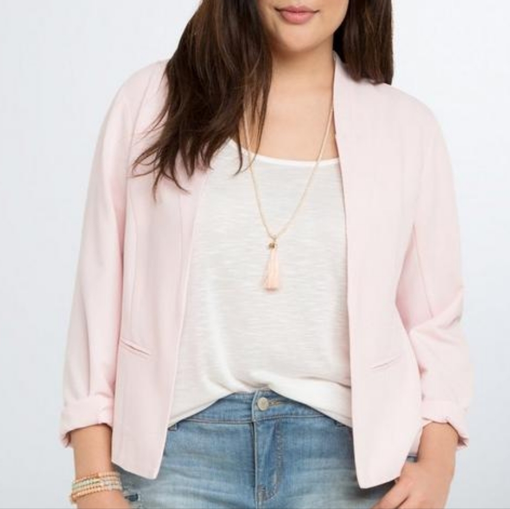 Torrid Blush Lined Open Blazer Jacket Size 1